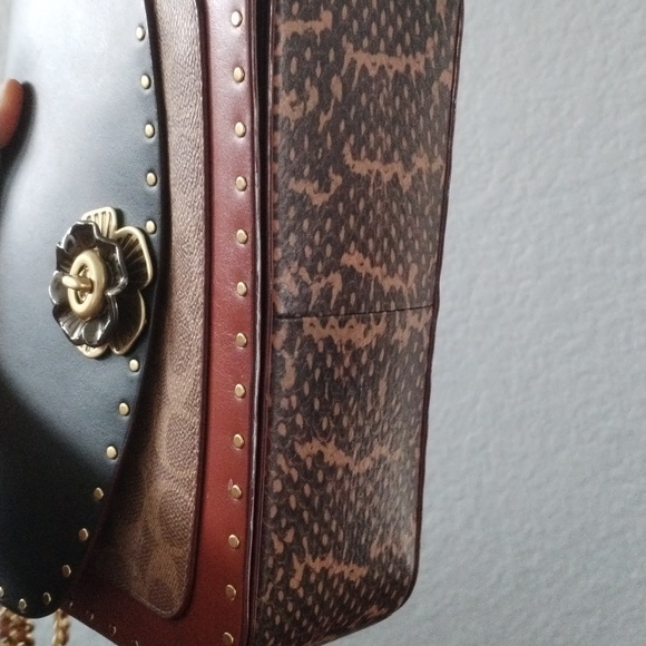 COACH Madison Signature Canvas Convertible Crossbody Tea Rose & Snakeskin - Picture 8 of 12
